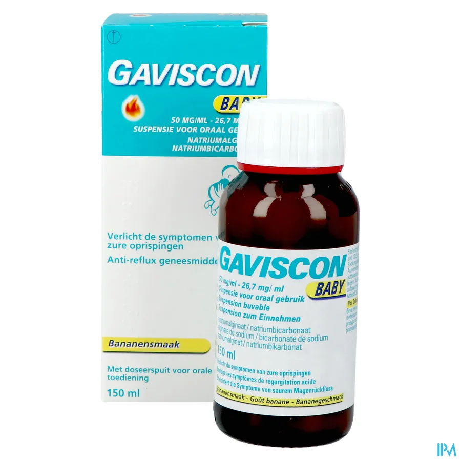 productshot van Gaviscon Baby Anti-Reflux Geneesmiddel voor Verlichting van Symptomen van Zure Oprispingen 150 ml