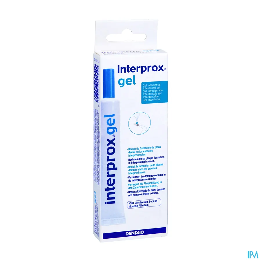 packshot van Interprox Gel Anti-Tandplak Geltandpasta voor Interproximale Ruimtes Tube 20 ml