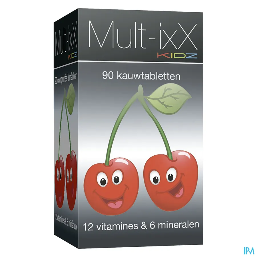 packshot van Mult-ixX Kidz met 12 Vitamines en 6 Mineralen 90 Kauwtabletten