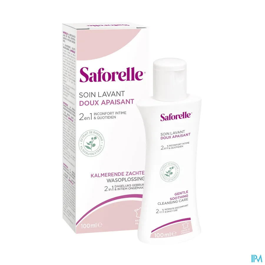 productshot van Saforelle Zachte Intieme Wasoplossing voor Dagelijks Gebruik voor Gevoelige of Geïrriteerde Huid 100 ml