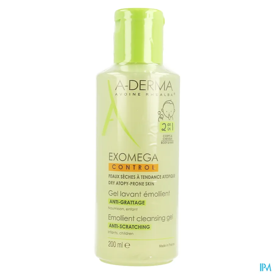 packshot van Aderma Exomega Control 2-in-1 Emolliërende Wasgel 200 ml