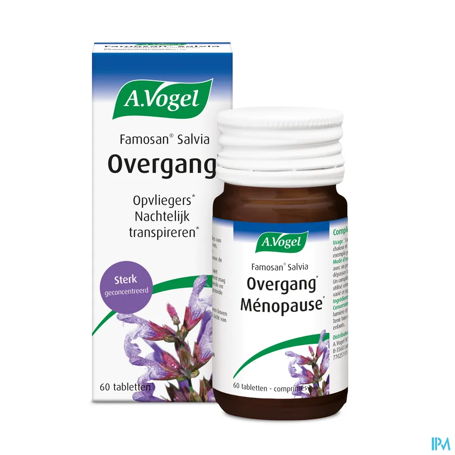 packshot van A. Vogel Famosan Salvia Sterk Geconcentreerde Formule tegen Opvliegers 60 Tabletten