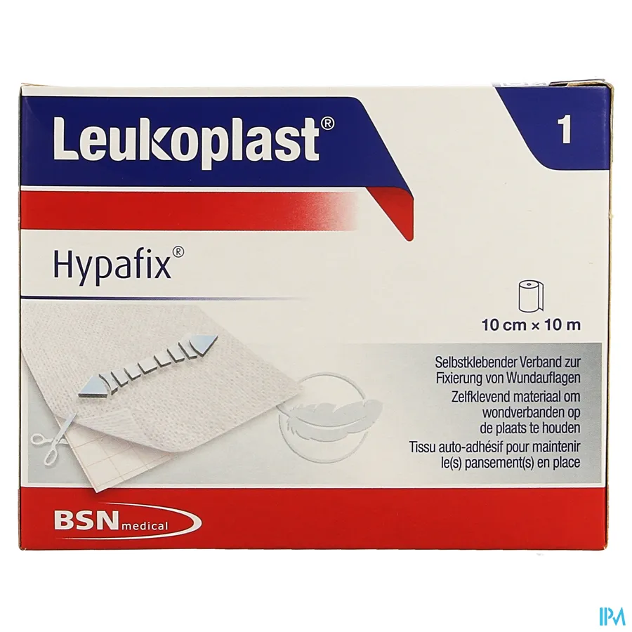 packshot van Leukoplast Hypafix 10cm x 10m 1 stuk