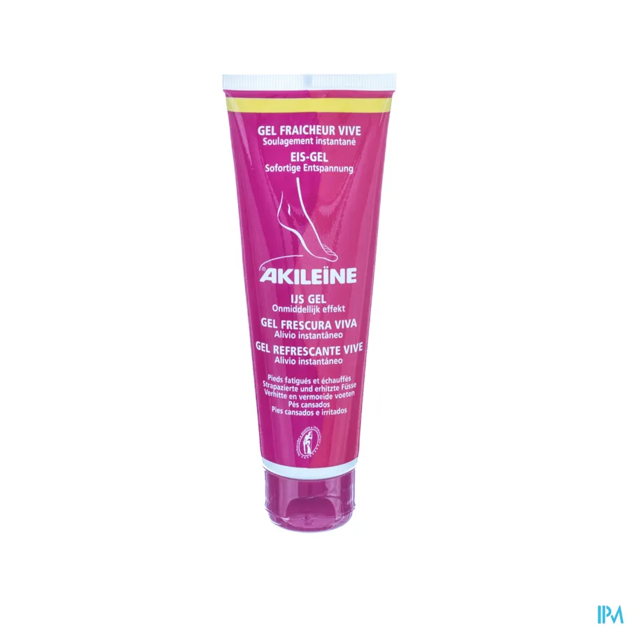 packshot van Akileïne Rood -Ijsgel voor Onmiddellijk Effect voor Verhitte en Vermoeide Voeten- Tube 125 ml