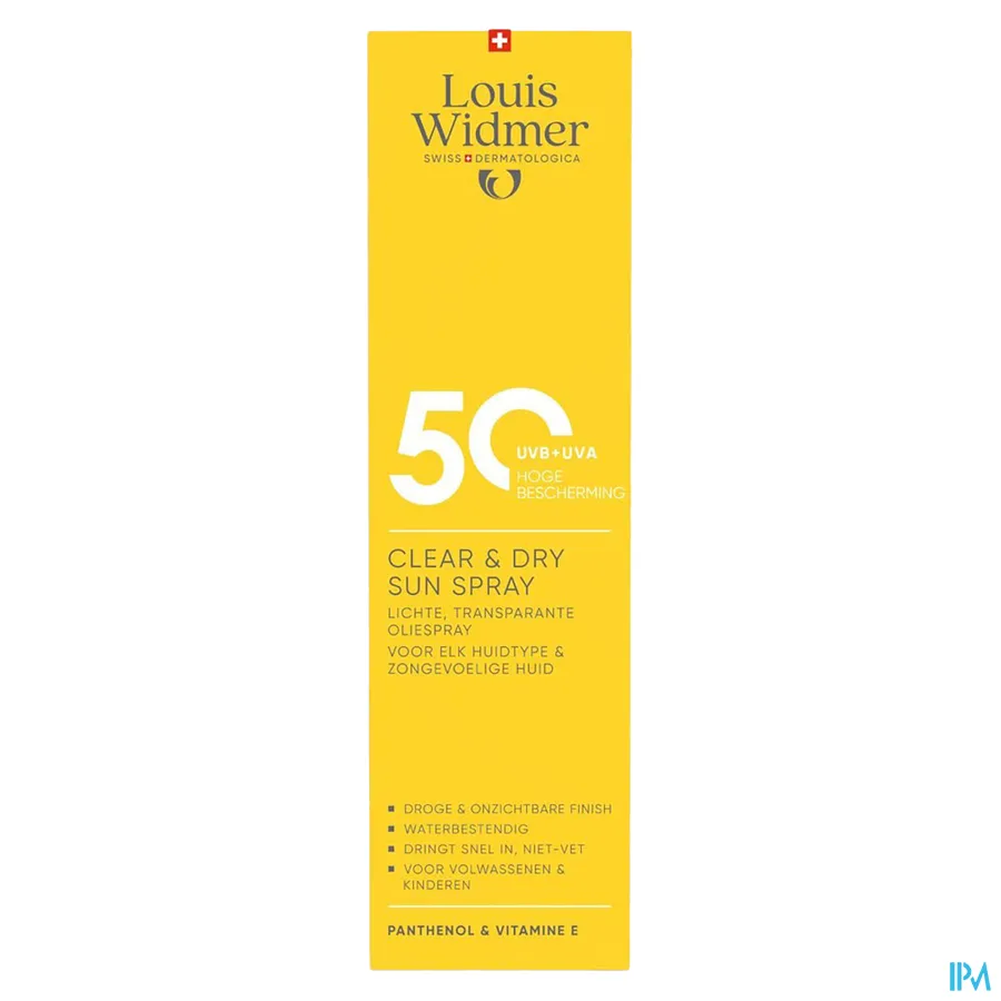 packshot van Widmer Clear & Dry Sun Spray 50 200 ml