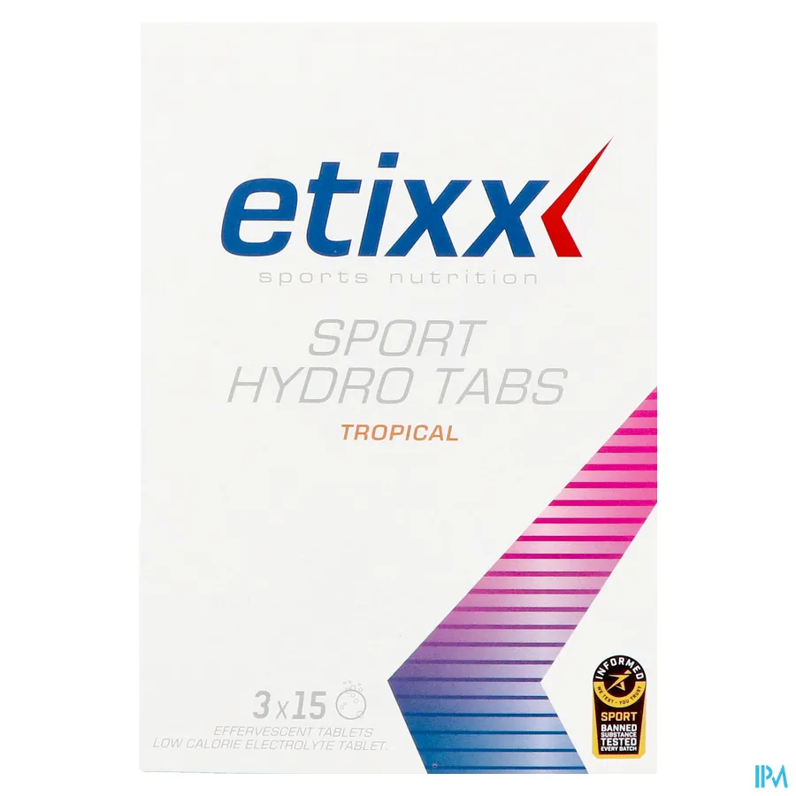 packshot van Etixx Sport Hydro Tabs Tropical 3 x 15 bruistabletten