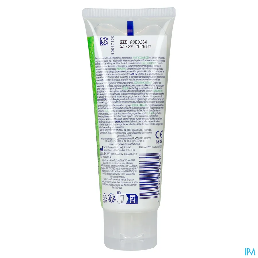 packshot van Durex Naturel Glijmiddel - 100% Natuurlijke Hydraterende Formule - 100 ml