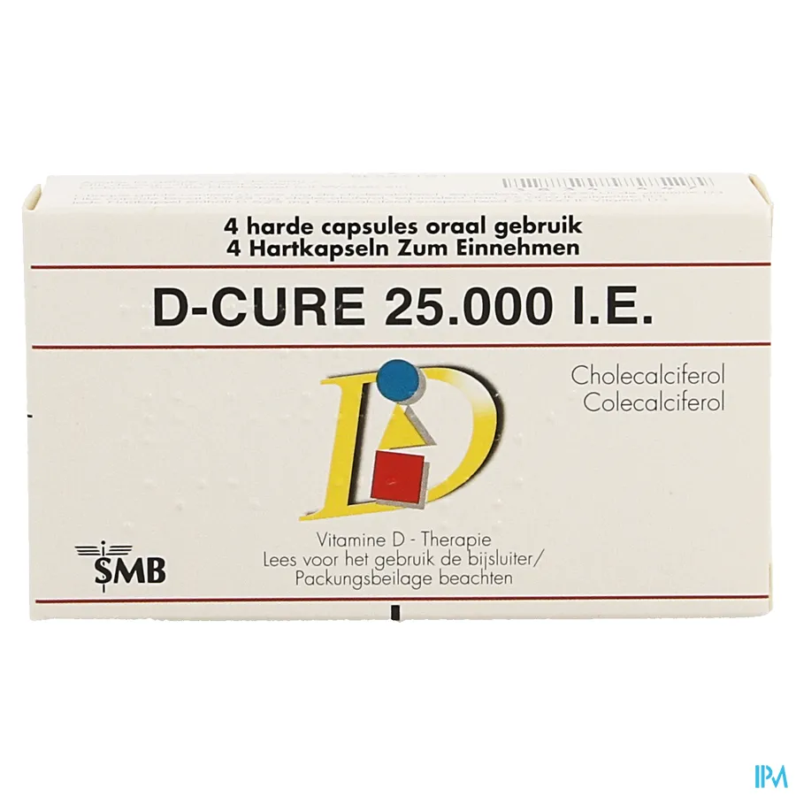 packshot van D-Cure 25000 UI 4 Gelulen