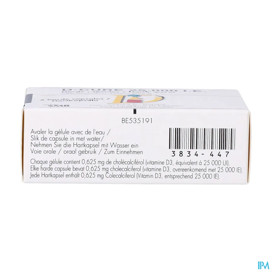 packshot van D-Cure 25000 UI 4 Gelulen