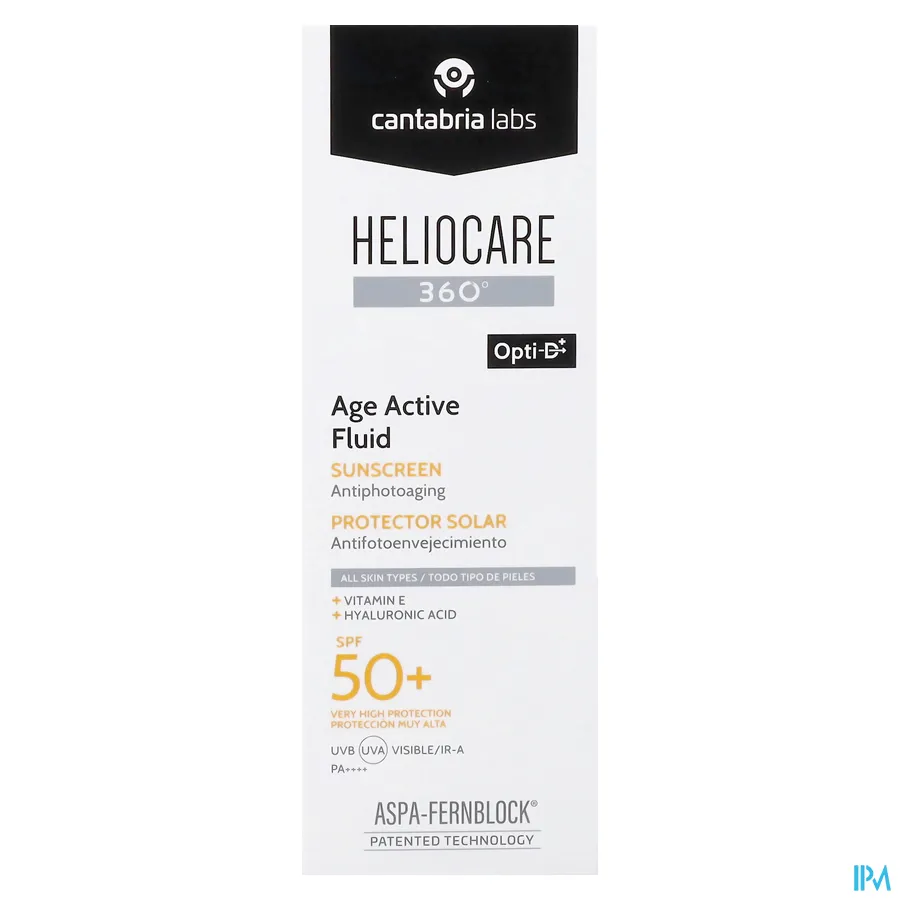 packshot van Heliocare 360° Age Active Fluid SPF50 Tube 50 ml