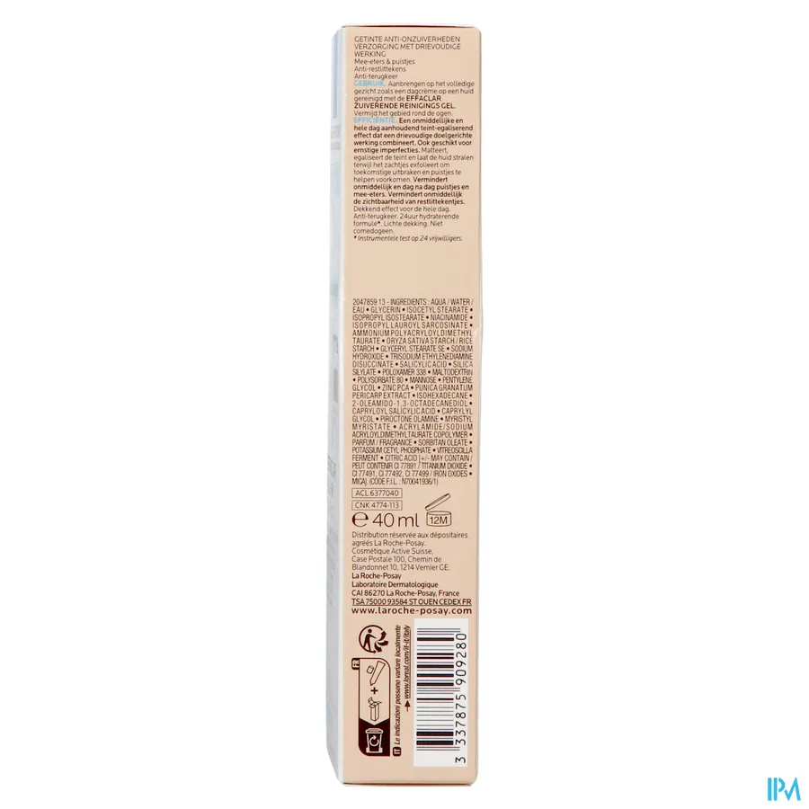 packshot van La Roche-Posay Effaclar Duo +M Unifiant 40 ml Medium Shade