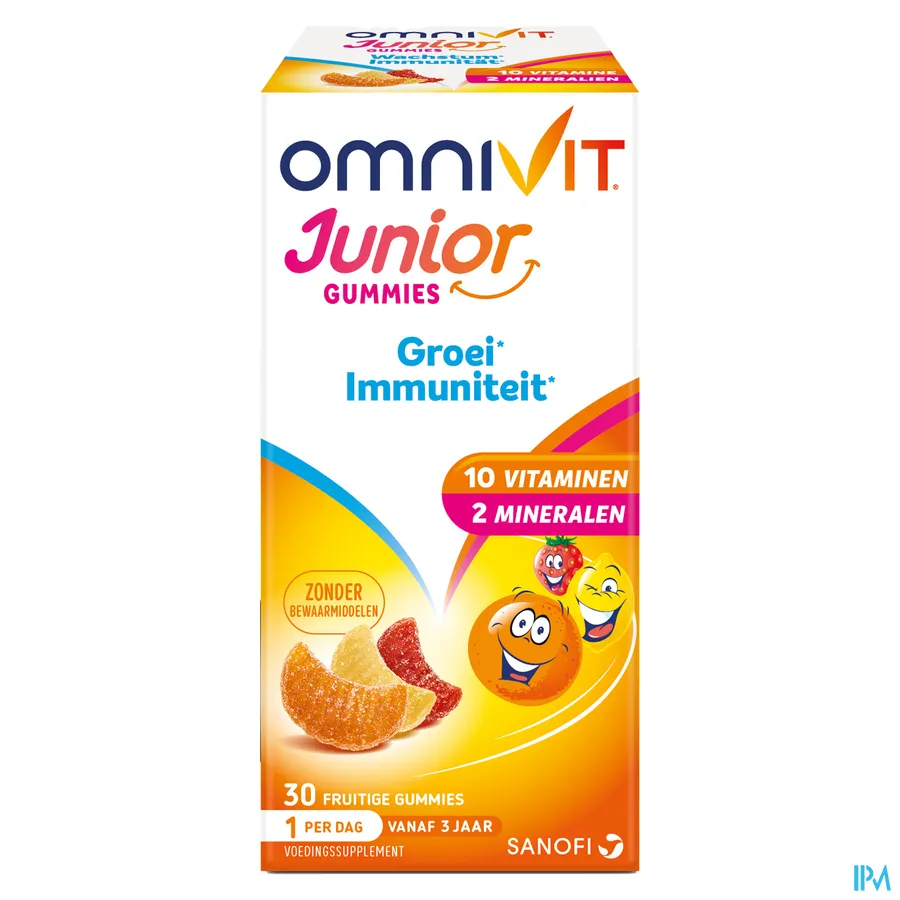 packshot van Omnivit Junior voor Groei en Immuniteit 30 Gummies met Lekkere Fruitsmaak