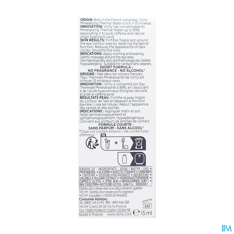 packshot van Vichy Minéral 89 Ogen 15 ml