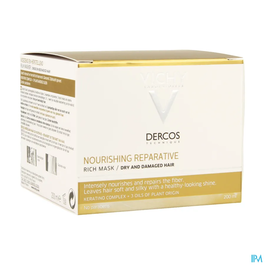packshot van Vichy Dercos Voedend en Herstellend Masker voor Droog en Beschadigd Haar 200 ml