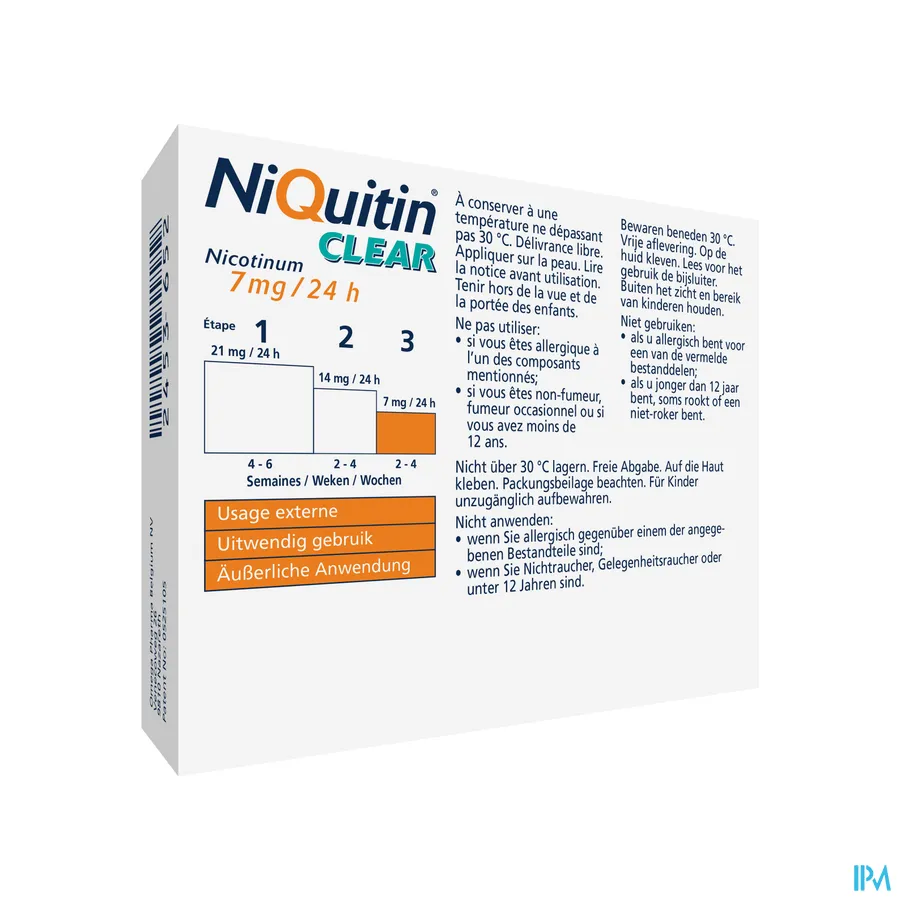 packshot van Niquitin Clear Patches 7mg 14 Pleisters