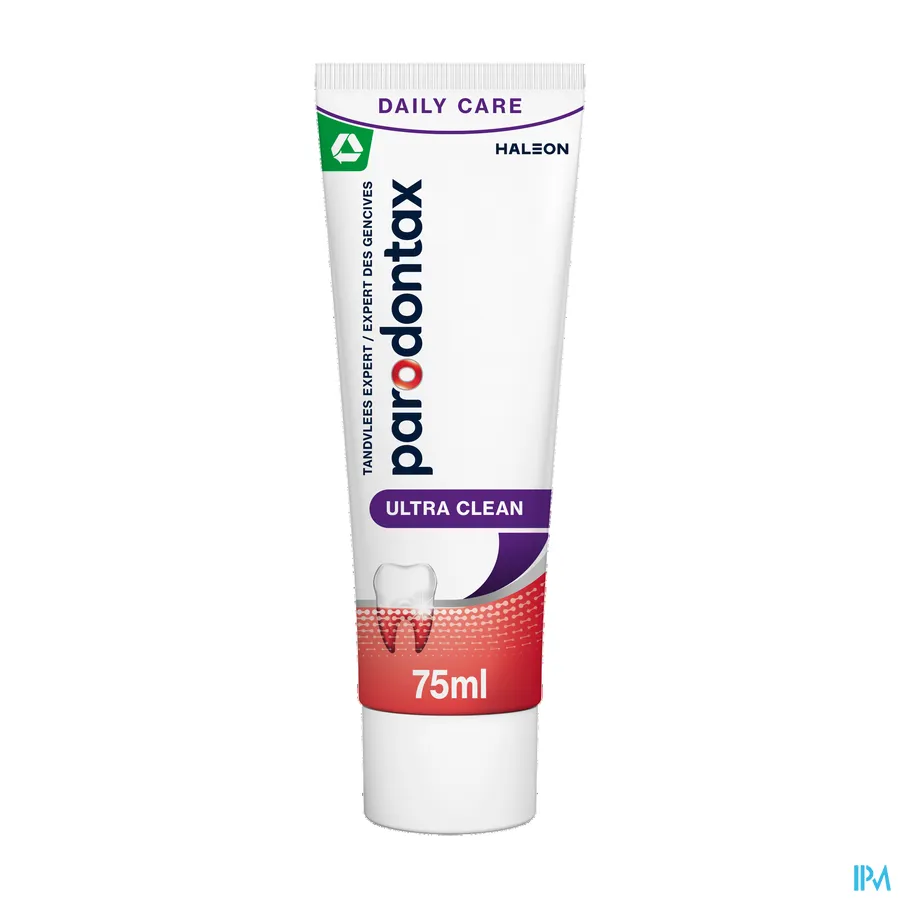productshot van Parodontax Ultra Clean -Dagelijkse Fluoride Tandpasta voor Gezond Tandvlees en Sterke Tanden - Helpt tegen en Voorkomt Bloedend Tandvlees- Tube 75 ml