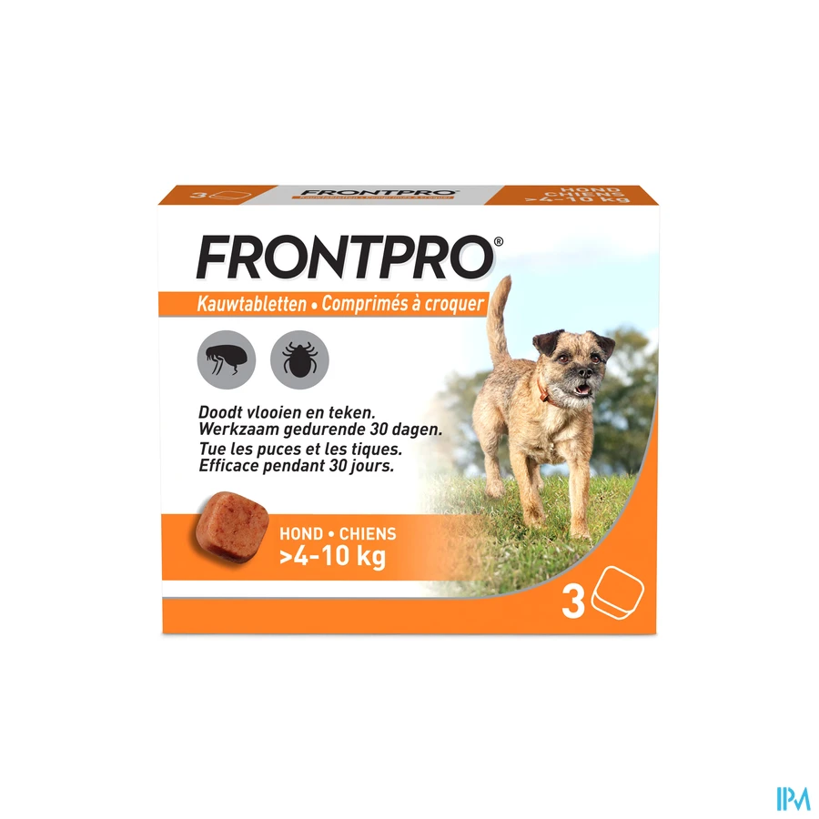 packshot van Frontpro Kauwtabletten 28 mg Hond >4-10 kg 3 kauwtabletten