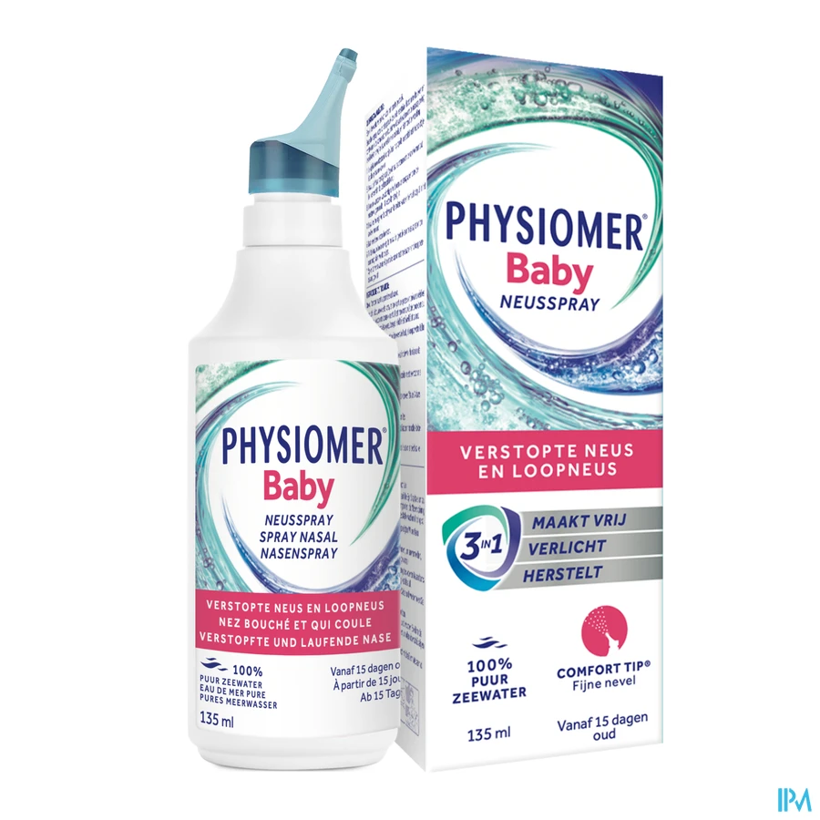 productshot van Physiomer Baby Fysiologische Neusspray voor Hygiëne en Actieve Preventie 135 ml