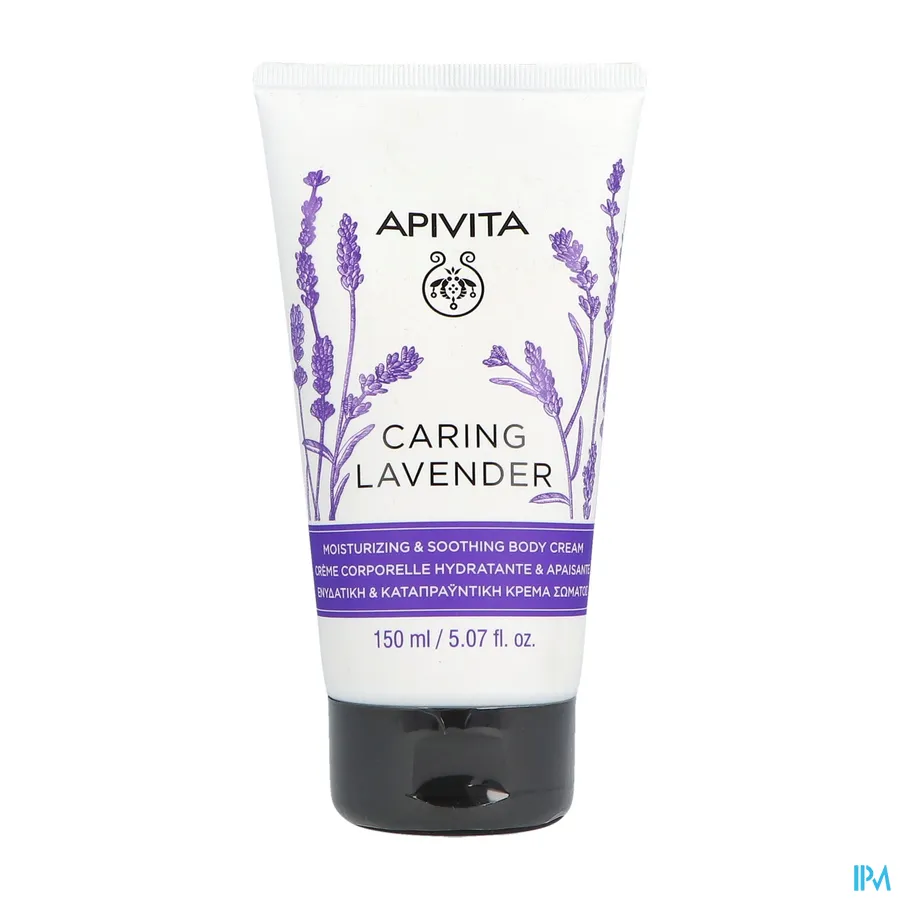 packshot van Apivita Caring Lavender Hydraterende en Kalmerende  Lichaamscrème Tube 150 ml