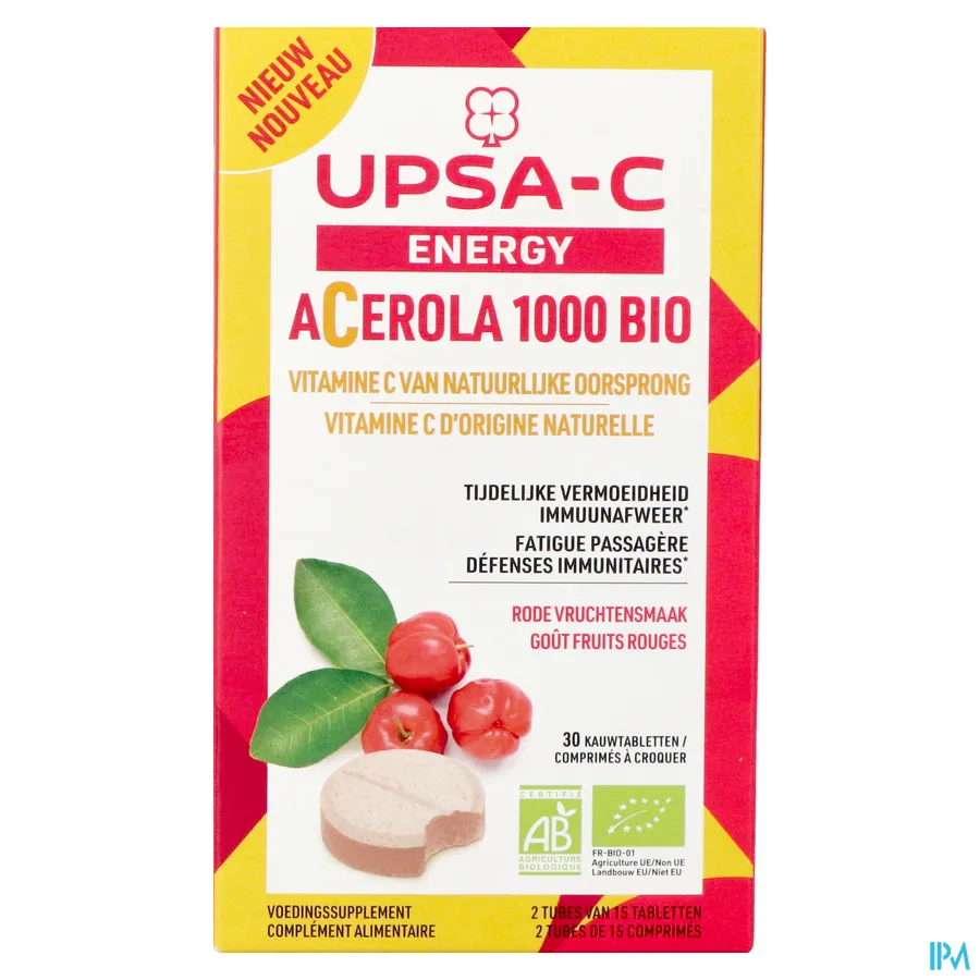 packshot van Upsa C Energy Acerola 1000 mg Kauwtabletten 30 Stuks