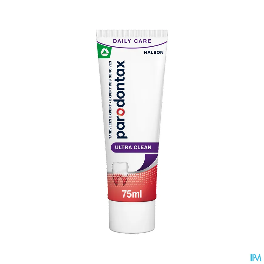 productshot van Parodontax Ultra Clean -Dagelijkse Fluoride Tandpasta voor Gezond Tandvlees en Sterke Tanden - Helpt tegen en Voorkomt Bloedend Tandvlees- Tube 75 ml