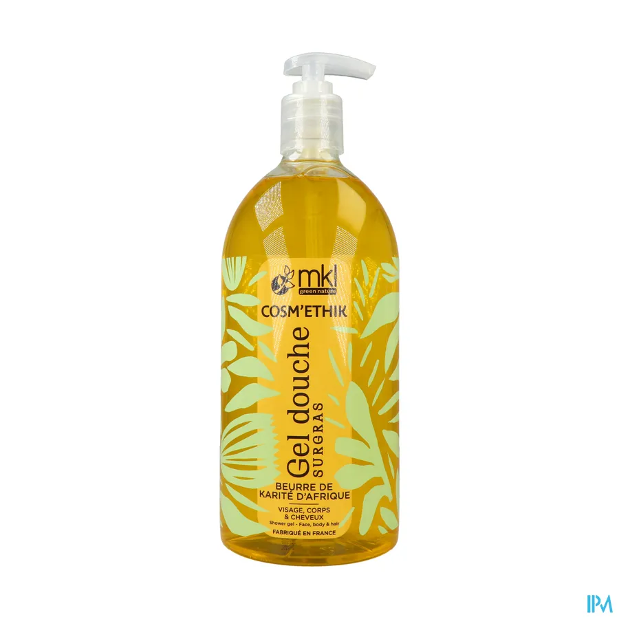 packshot van Cosm'ethik Douchegel Kariteboter Pompfles 1l