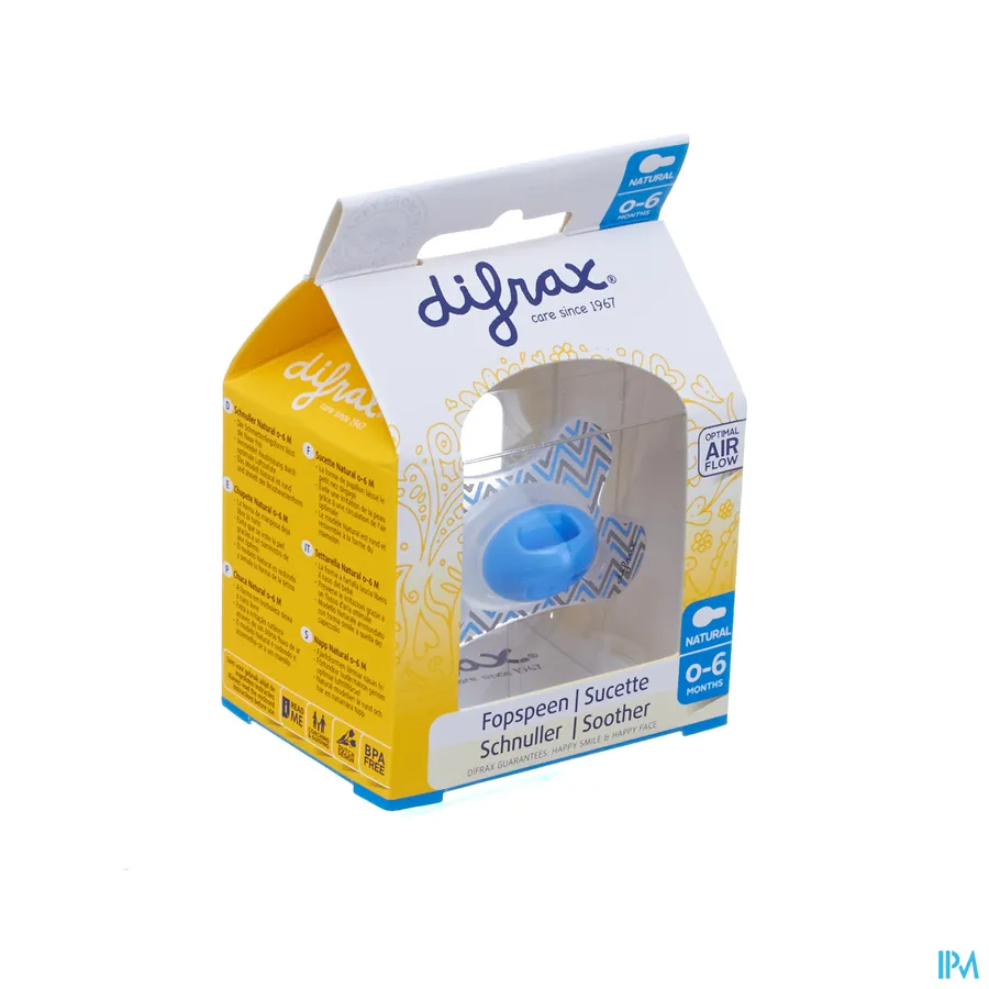 packshot van Difrax Fopspeen Natural 0-6m