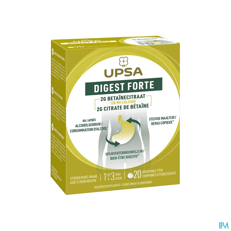 packshot van UPSA Digest Forte 20 bruistabletten