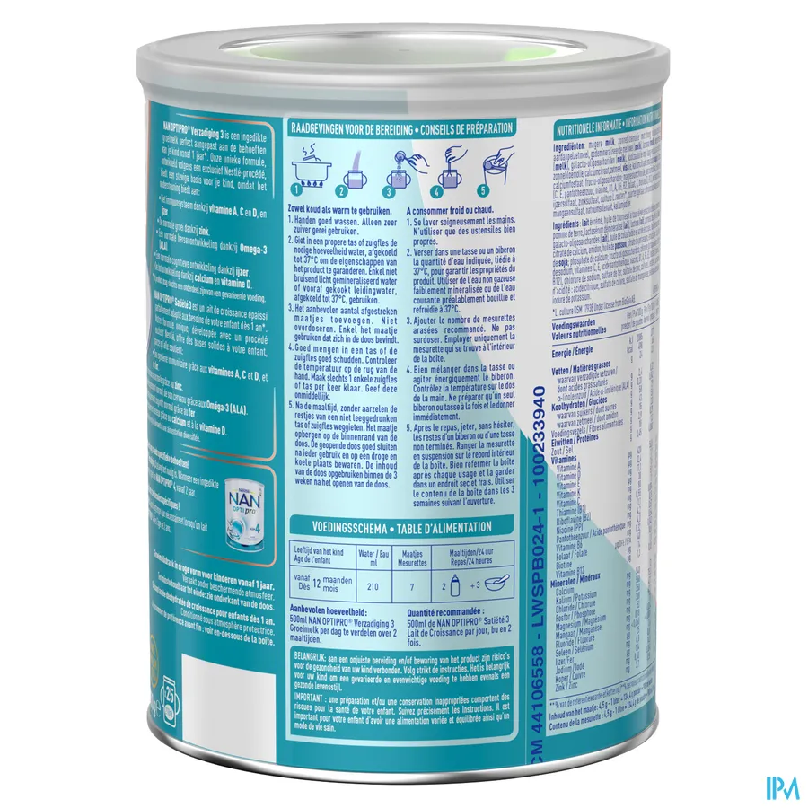 packshot van Nan Verzadiging 3 vanaf 10 maanden Pot 800 g