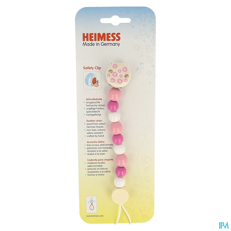 packshot van Heimess Fopspeenketting Hout Roos