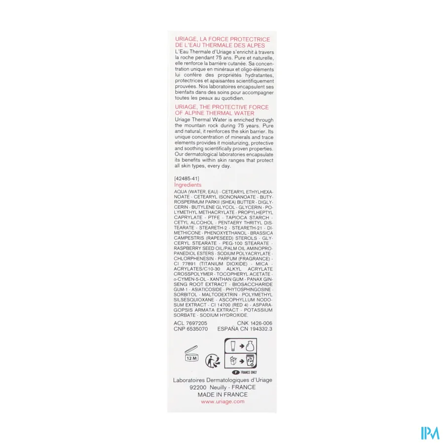 packshot van Uriage Roséliane Crème tegen Roodheid voor Normale tot Droge Huid 40 ml