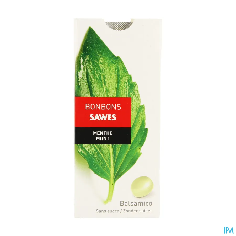 packshot van Sawes Munt Bonbons Balsamico zonder Suiker 10 Stuks
