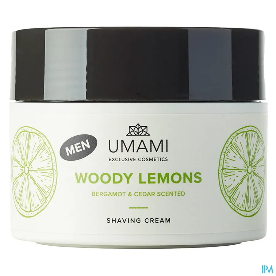 packshot van Umami Woody Lemons Bergamot en Ceder Men Shaving Cream 250 ml