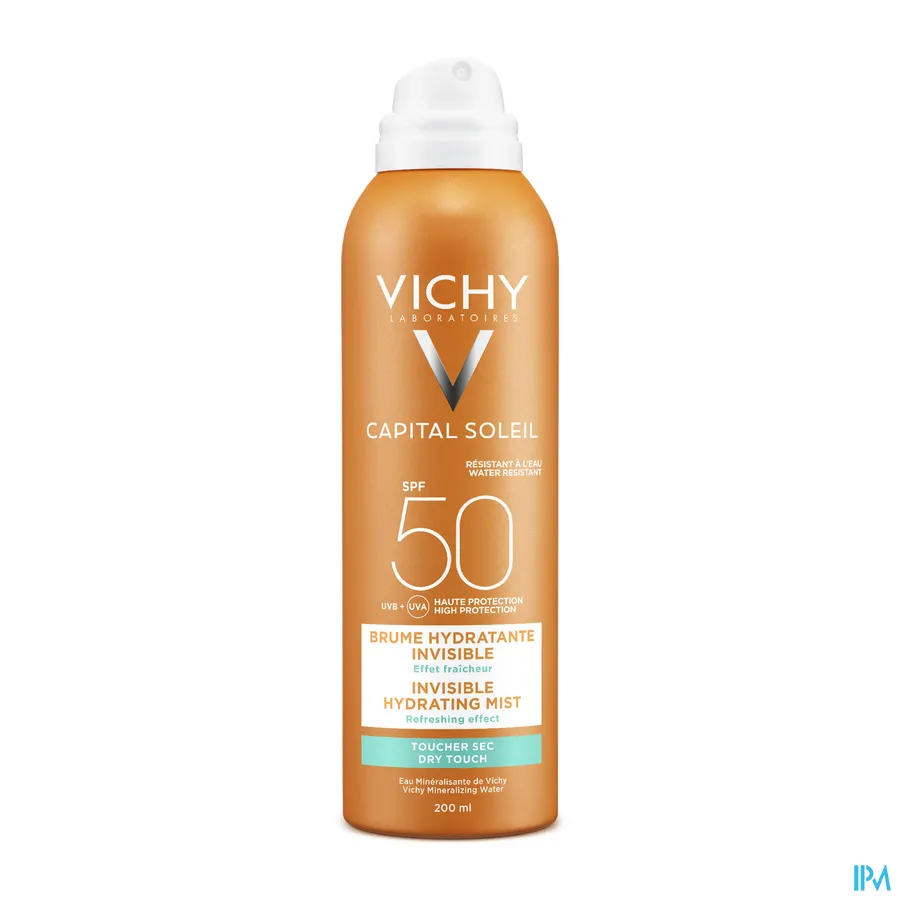 packshot van Vichy Ideal Soleil Onzichtbare Hydraterende Zonnemist met SPF 50 200 ml