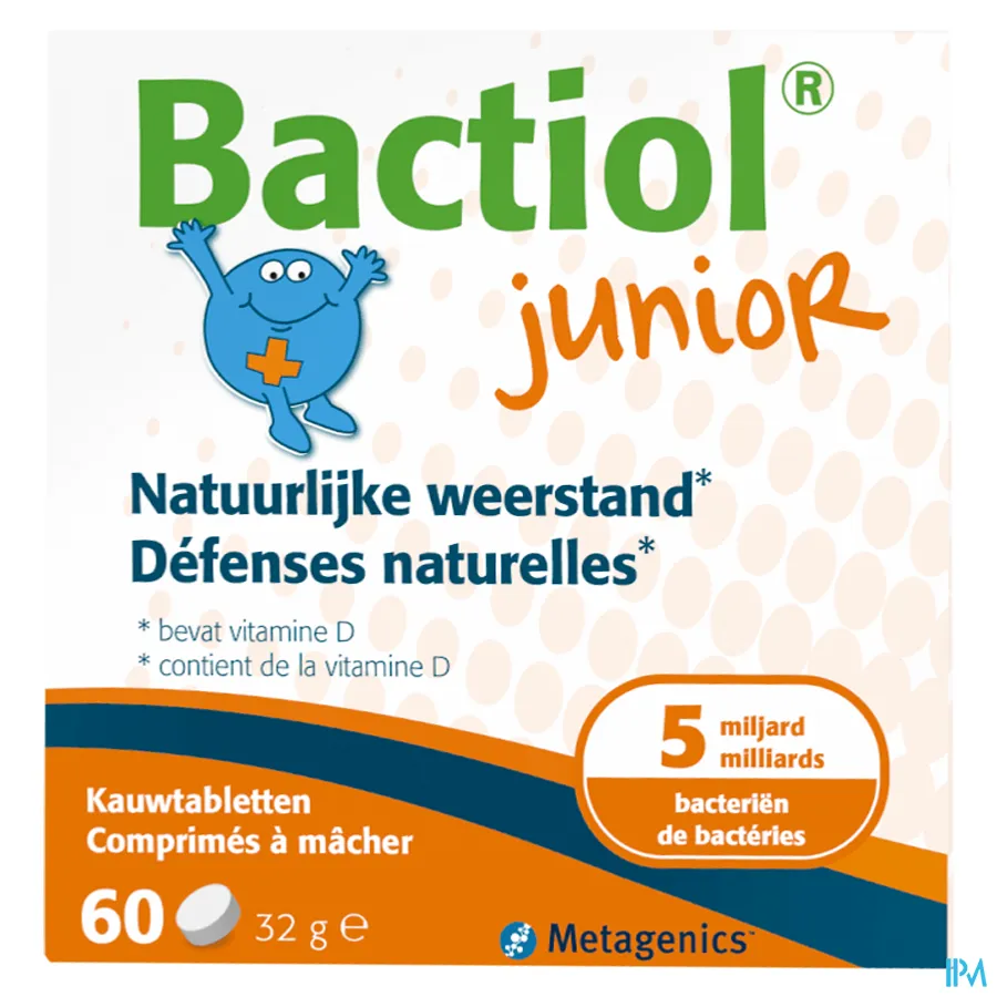 packshot van Bactiol Junior 60 kauwtabletten