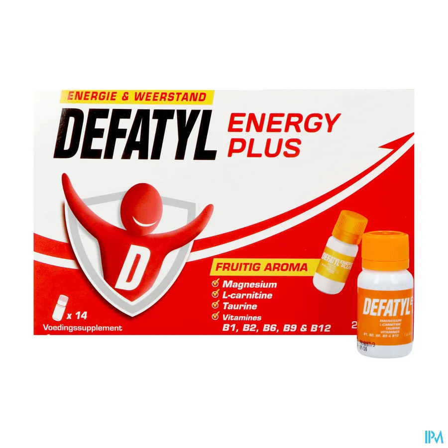 productshot van Defatyl Energy Plus voor Energie en Weerstand Ampulle 14 x 15 ml