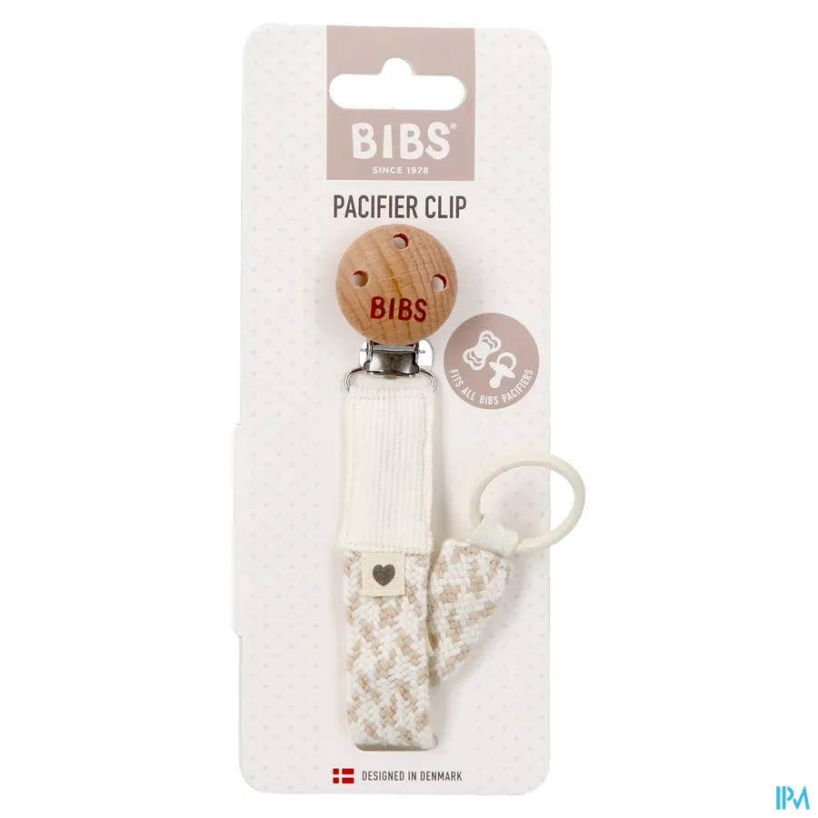 packshot van Bibs Fopspeenketting Braided Ivory & vanilla
