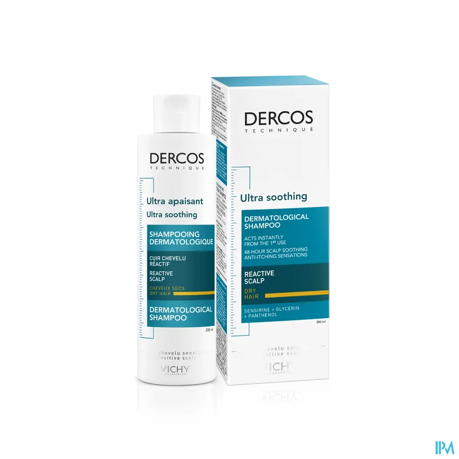 productshot van Vichy Dercos Ultra Kalmerende Shampoo Droog Haar 200 ml