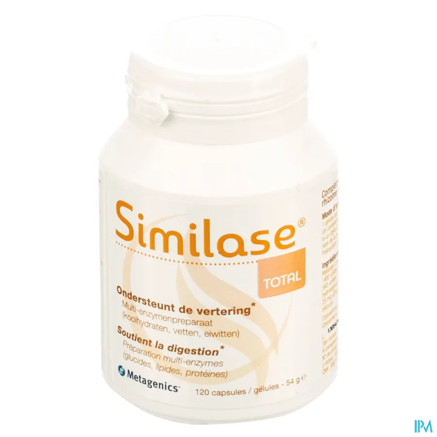 packshot van Similase Total Enzymepreparaat met Gember ter Ondersteuning van de Vertering 120 Capsules