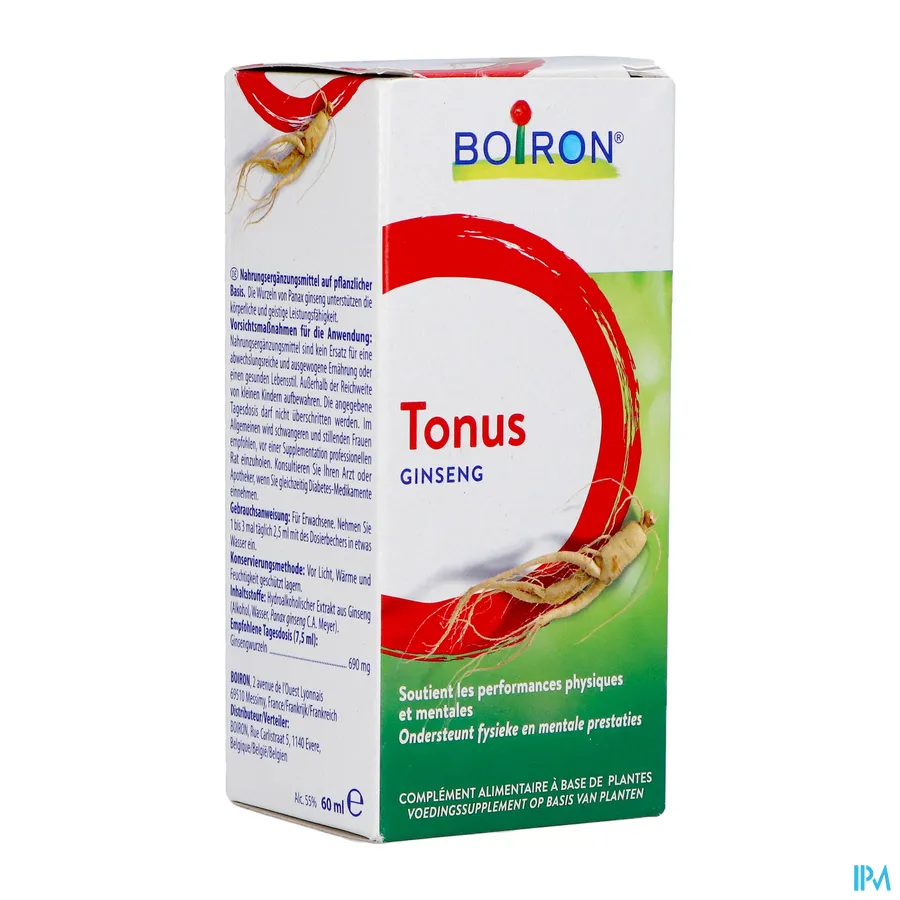 packshot van Boiron Ginseng -Tonus- Ondersteuning van Fysieke en Mentale Prestaties 60 ml