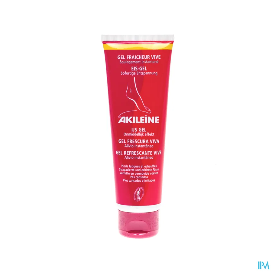 packshot van Akileïne Rood -Ijsgel voor Onmiddellijk Effect voor Verhitte en Vermoeide Voeten- Tube 125 ml