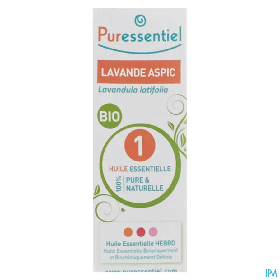 packshot van Puressentiel Bio Essentiële Olie van Spijklavendel 10 ml