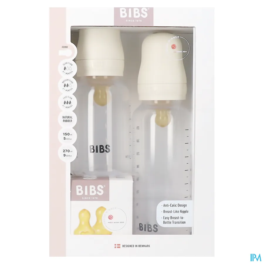 packshot van Bibs Zuigfles Grow&flow Combipack Ivory