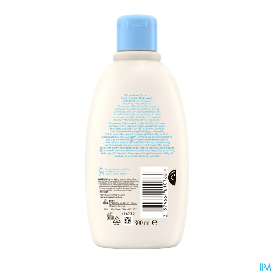 productshot van Aveeno Dermexa Verzachtende Douchegel 300 ml