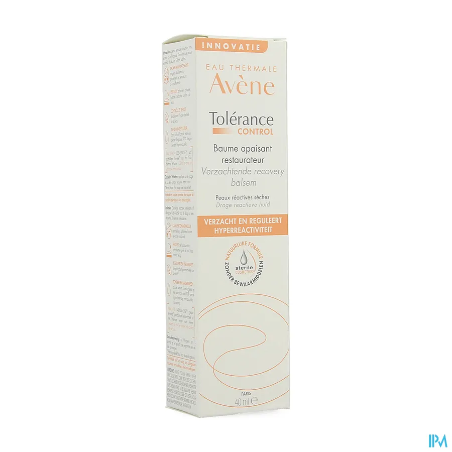 packshot van Avène Tolérance Control Verzachtende Recovery Balsem voor Droge Reactieve Huid Tube 40 ml