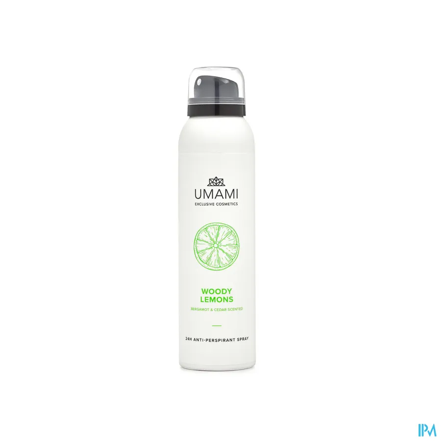 packshot van Umami Woody Lemons Bergamot & ceder anti-perspirant spray 24h 150ml