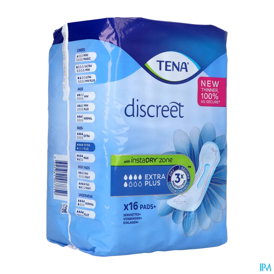 packshot van TENA Discreet Extra Plus 16 stuks