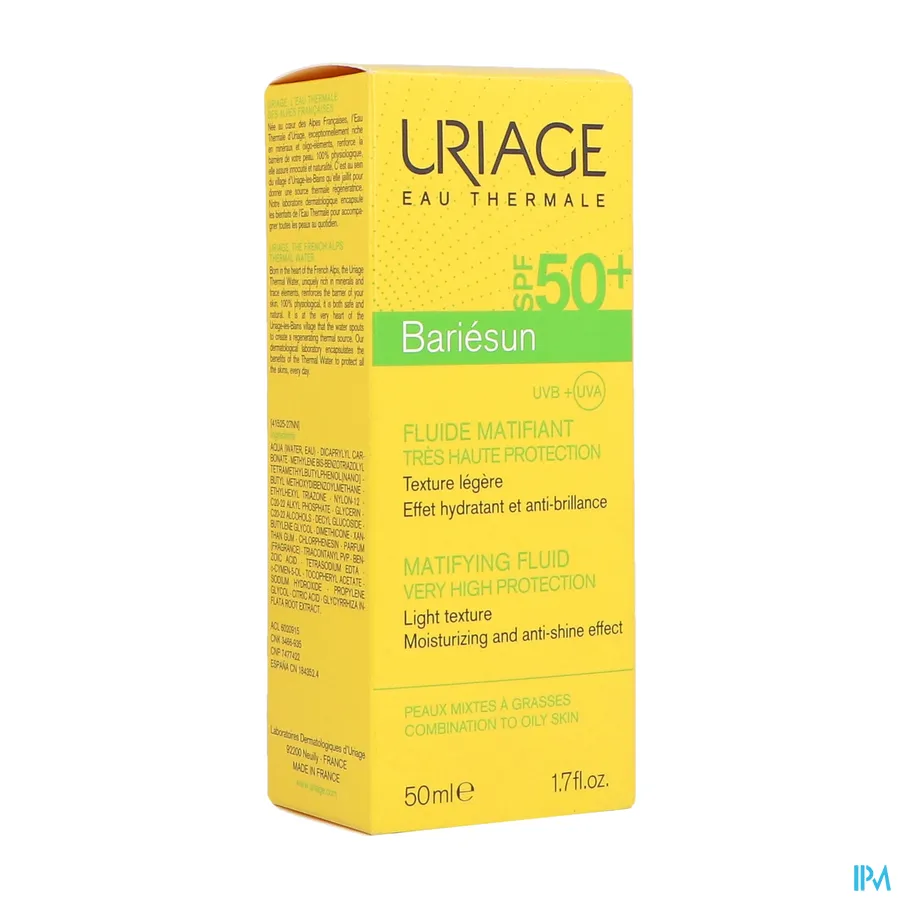 packshot van Uriage Bariésun Mat Fluide SPF50+ 50 ml