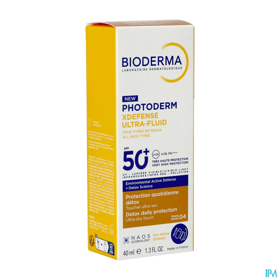 packshot van Bioderma Photoderm XDefense Ultra-Fluid SPF 50+ 40 ml Shade 04