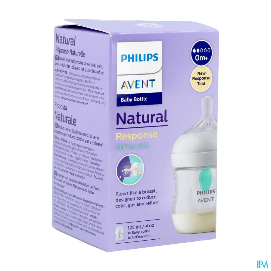 packshot van Philips Avent Natural Airfree Zuigfles 125 ml 1stuk